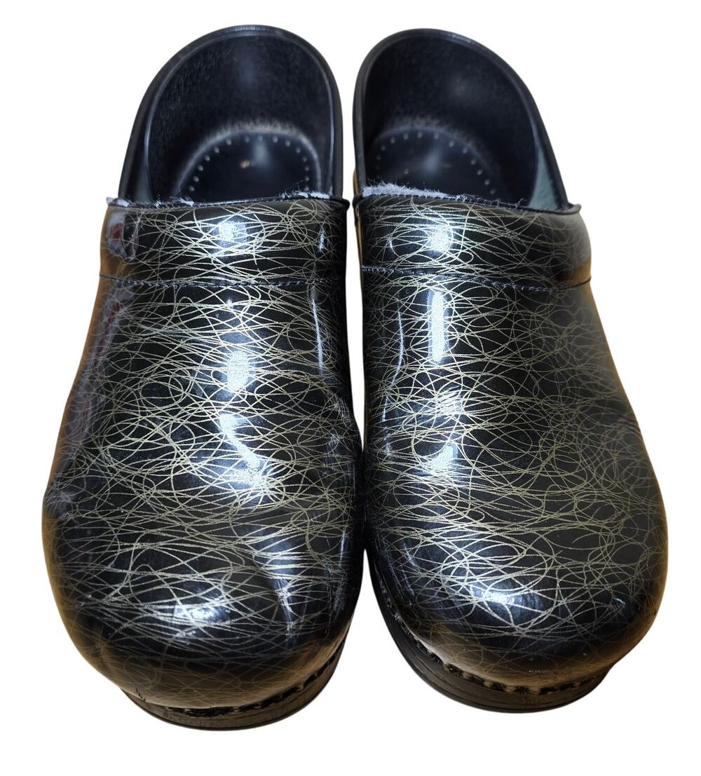 Dansko Black Gold Scribble Professional Comfort Clog Size 38 US Womens7.5
